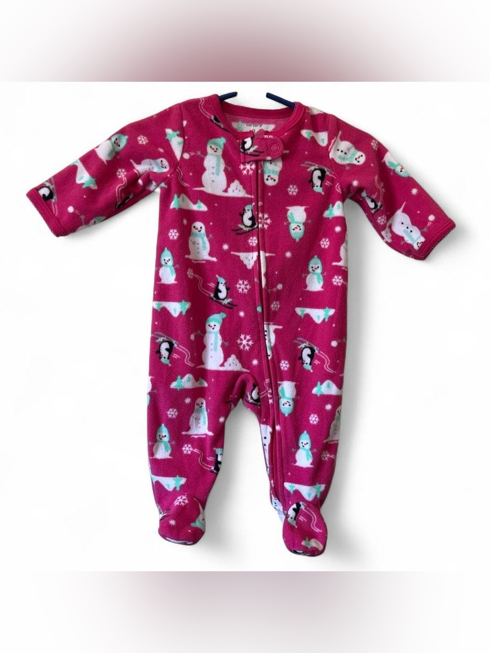 Barbie Pink Snowman Fleece Footie Coverall Sleeper Full Zip Carter’s 3M Girl